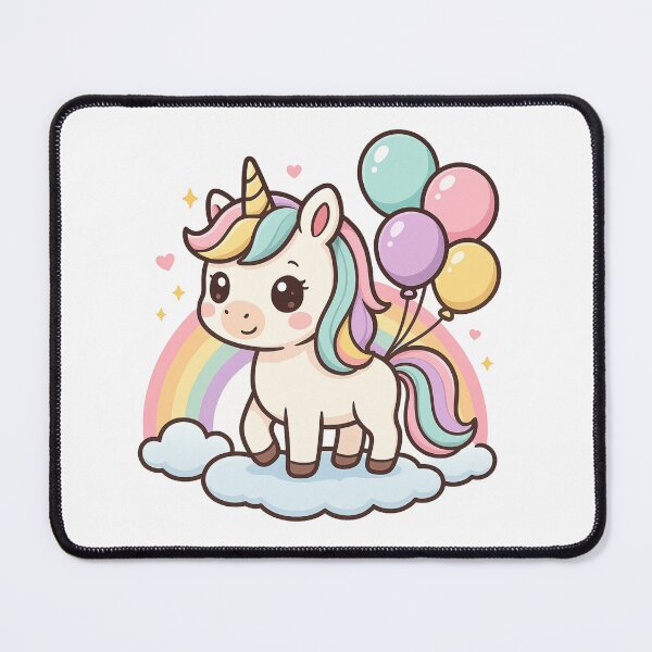 Item preview, Kawaii Unicorn with Rainbow and Balloons – Cute Pastel Sticker designed and sold by medarabon04.