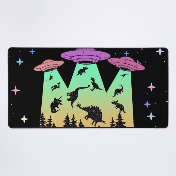 Item preview, UFO Abduction Dinosaur Stained Glass Night Sky Illustration designed and sold by caseluv.