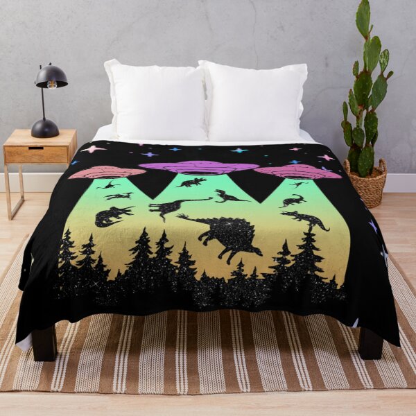 Item preview, UFO Abduction Dinosaur Stained Glass Night Sky Illustration designed and sold by caseluv.
