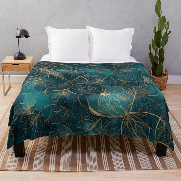 Item preview, Golden Petals in Teal Mist designed and sold by ArgentoArt.