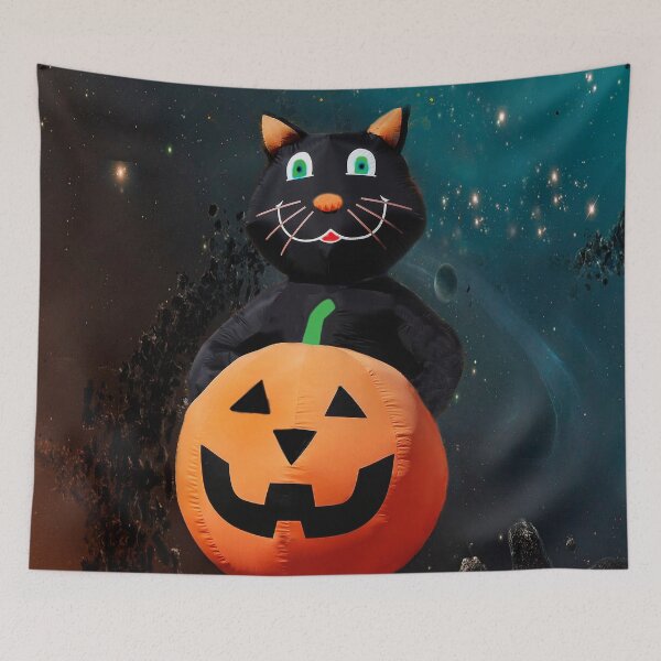 Item preview, Halloween Cat Floating in For Treats  designed and sold by heatherfriedman.