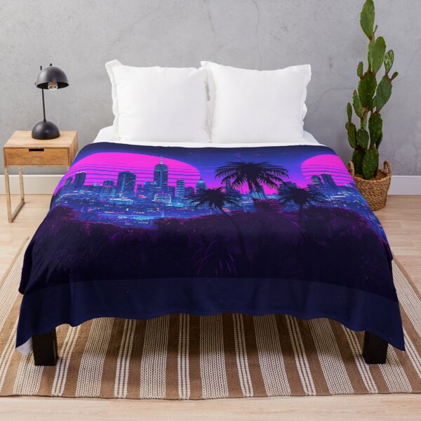 Item preview, Vaporwave City Nights Skyline - Retro 80s Synthwave Sunset designed and sold by VibranPalette.