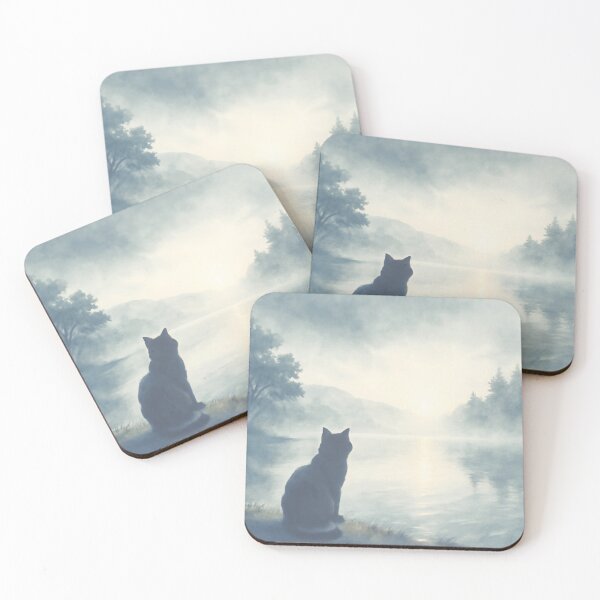 Item preview, Morning Prayer: Zen Cat and the Misty Lake （朝の祈り：禅猫と霧の湖） designed and sold by TakaArtWorks.