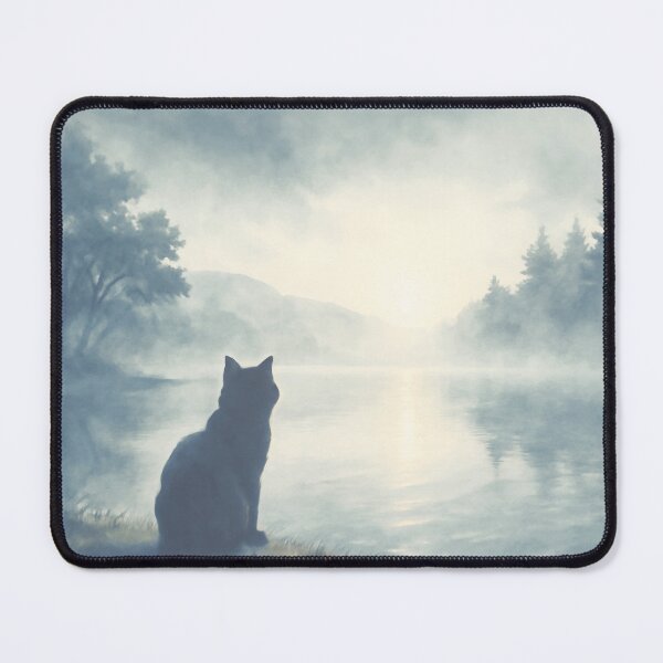 Item preview, Morning Prayer: Zen Cat and the Misty Lake (朝の祈り:禅猫と霧の湖) designed and sold by TakaArtWorks.