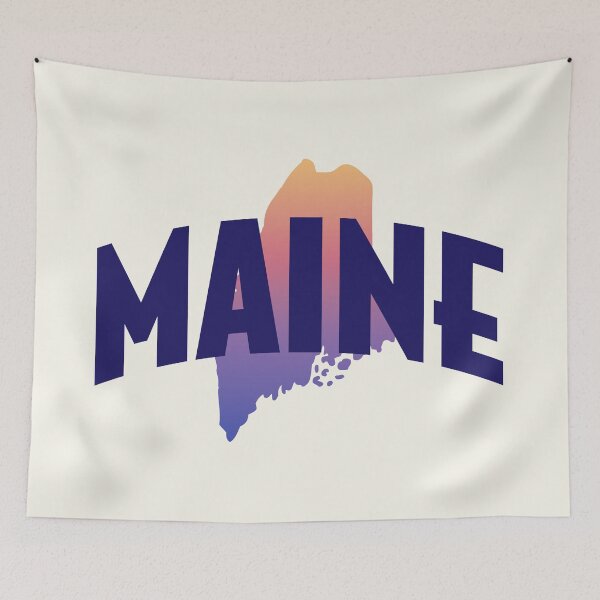Item preview, Maine - Retro Style Curved Text with State Shape designed and sold by chosenhomes.