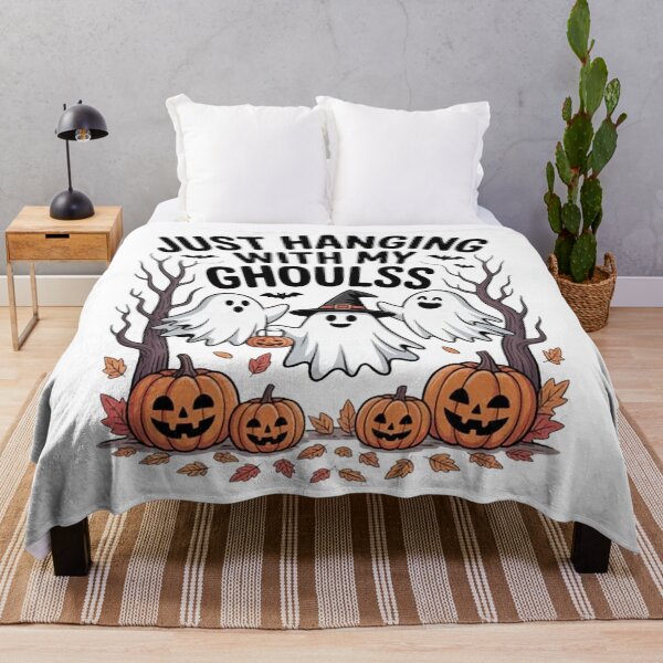 Item preview, Just Hanging With My Ghouls Cute Pumpkin Bat Halloween designed and sold by Vastingan.