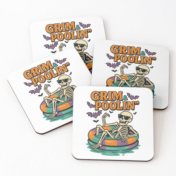 Item preview, Grim and Poolin' | Funny Halloween Skeleton Summer Design designed and sold by inkoutninja.