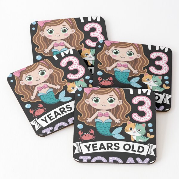 Item preview, Kawaii Cat Mermaid I’m 3 Years Old Today 3rd Birthday Happy designed and sold by GarinaguHN.