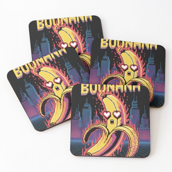 Aperçu de l'œuvre BOONANA Pixel Art Synthwave Banana Love Design créée et vendue par PNG PAPER STUDIO.