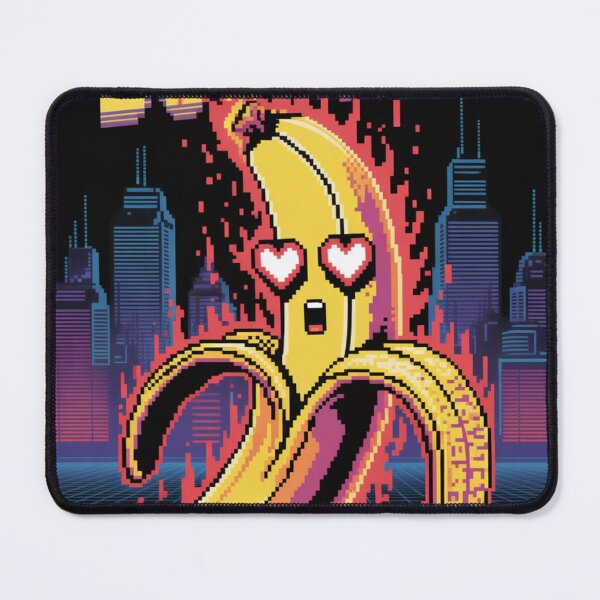 Aperçu de l'œuvre BOONANA Pixel Art Synthwave Banana Love Design créée et vendue par PNG PAPER STUDIO.