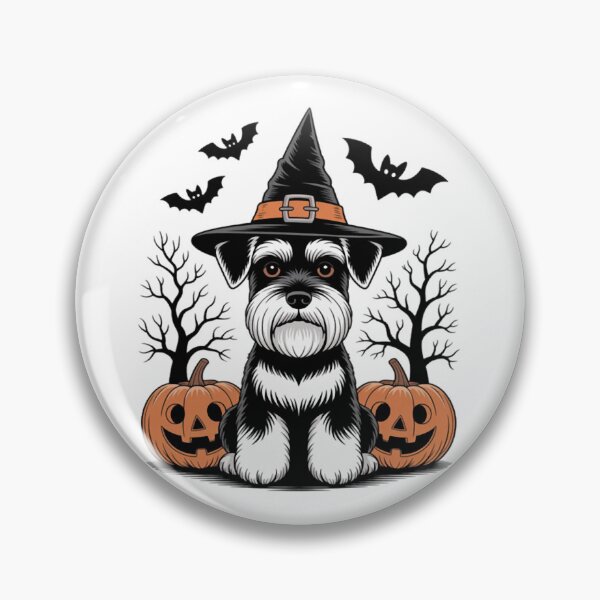 Item preview, Miniature Schnauzer Witch Hat Halloween Spooky Bats Pumpkins designed and sold by Ikwalima.