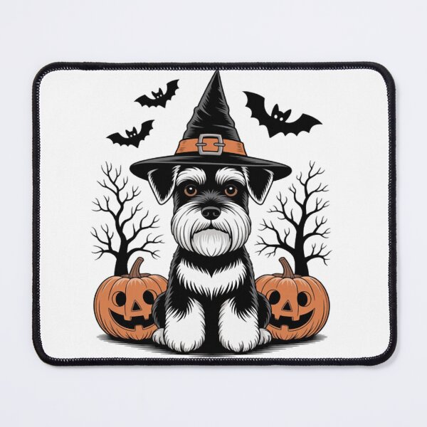 Item preview, Miniature Schnauzer Witch Hat Halloween Spooky Bats Pumpkins designed and sold by Ikwalima.