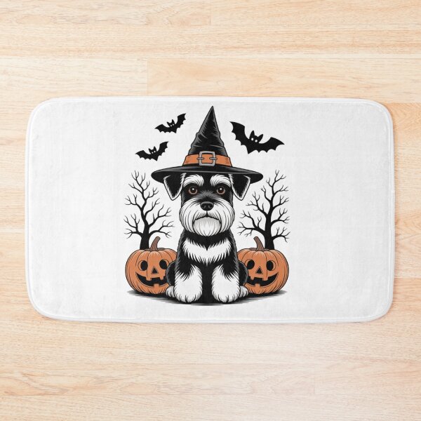 Item preview, Miniature Schnauzer Witch Hat Halloween Spooky Bats Pumpkins  designed and sold by Ikwalima.