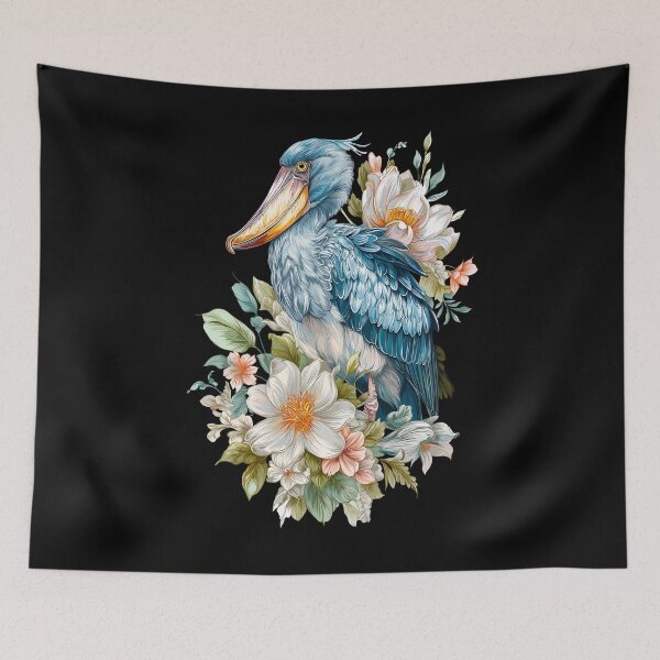 Item preview, Shoebill stork floral design designed and sold by JoRealm.
