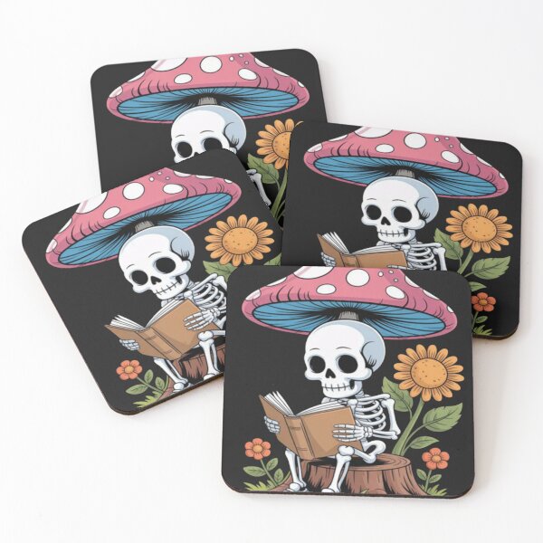 Item preview, Skeleton Reading Book Mushroom Floral Nature designed and sold by GarinaguHN.