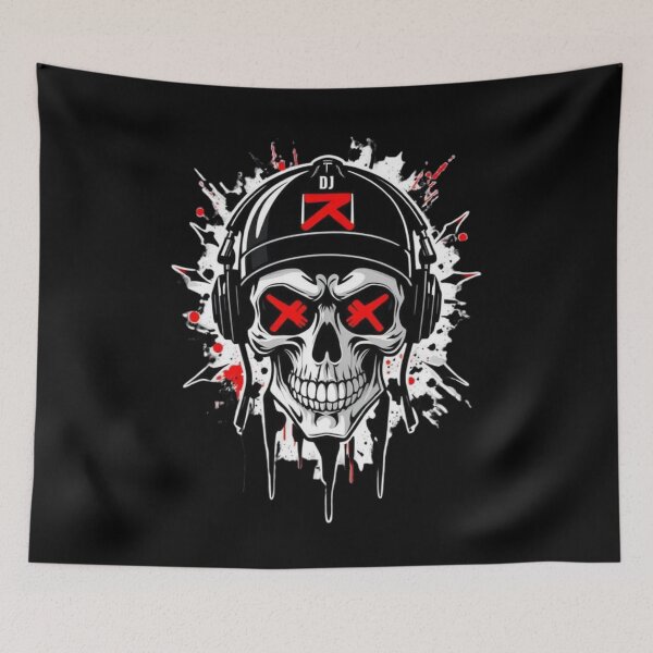 Item preview, Punk DJ Skull With Glowing Red Eyes designed and sold by UNK-Fatigues.
