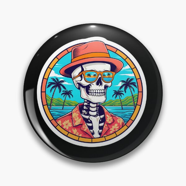 Item preview, Tropical Skeleton in Hawaiian Shirt Sticker designed and sold by FestivityFinds.