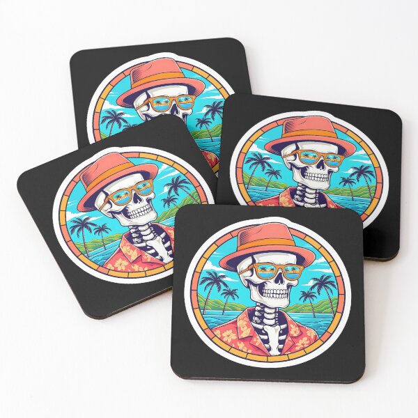 Item preview, Tropical Skeleton in Hawaiian Shirt Sticker designed and sold by FestivityFinds.