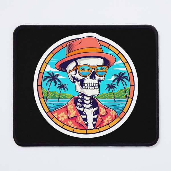 Item preview, Tropical Skeleton in Hawaiian Shirt Sticker designed and sold by FestivityFinds.