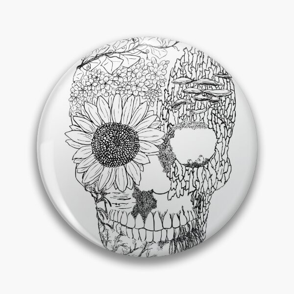 Item preview, Floral Skull Nature Line Drawing designed and sold by CivilOrangeDesigns.