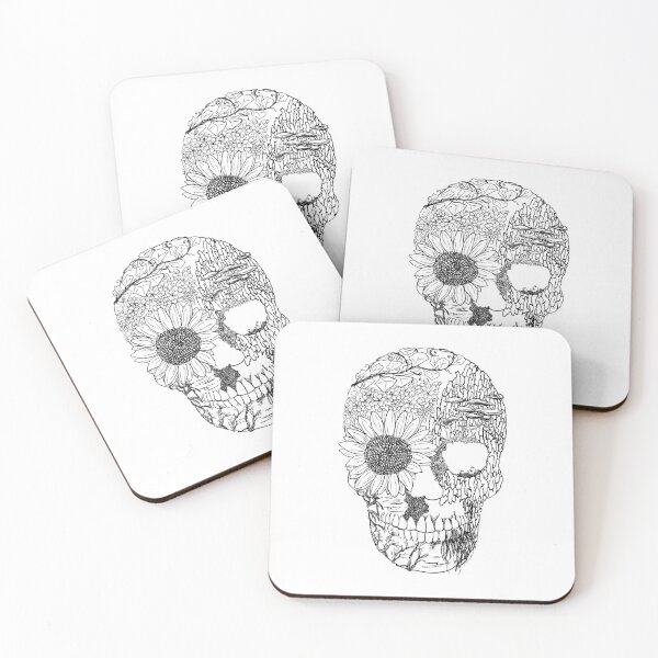 Item preview, Floral Skull Nature Line Drawing designed and sold by CivilOrangeDesigns.