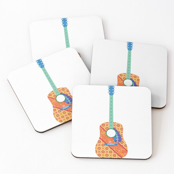 Item preview, Boho Folk Art Colorful Guitar Illustration designed and sold by CivilOrangeDesigns.