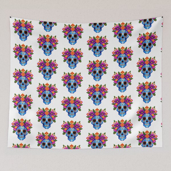 Item preview, Colorful Sugar Skull with Flowers Day of the Dead Sticker designed and sold by FestivityFinds.