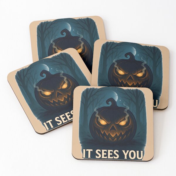 Item preview, It Sees You – Glowing Halloween Pumpkin in Dark Forest designed and sold by Dezpro.