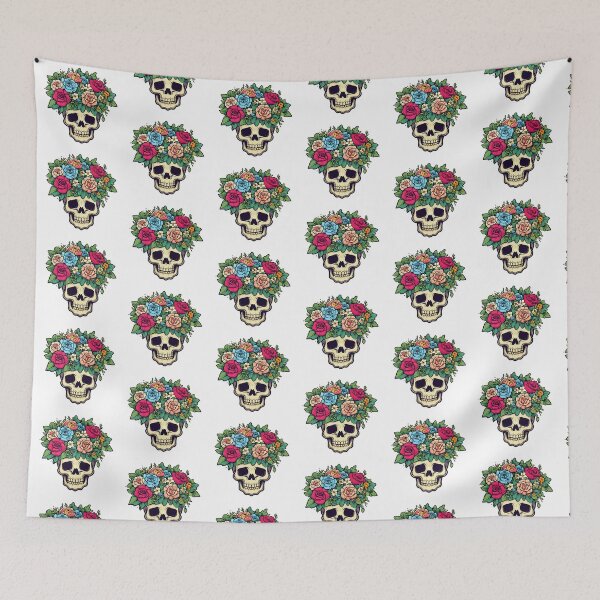 Item preview, Floral Skull with Roses and Flowers - Day of the Dead Sticker designed and sold by FestivityFinds.