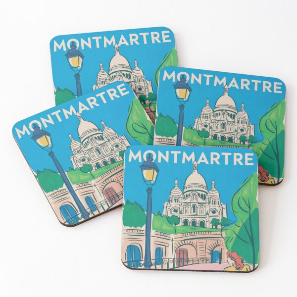 Item preview, Montmartre Café View | French Travel Poster by Carraann designed and sold by CARRAANN.