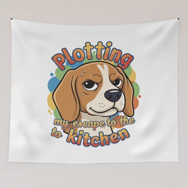 Item preview, Silly Oversized Beagle Puppy Thinks About Food Typography   designed and sold by Tong4130.