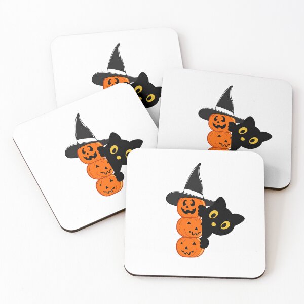 Item preview, Stacked Pumpkins and Witch Cat Halloween Sticker designed and sold by FestivityFinds.