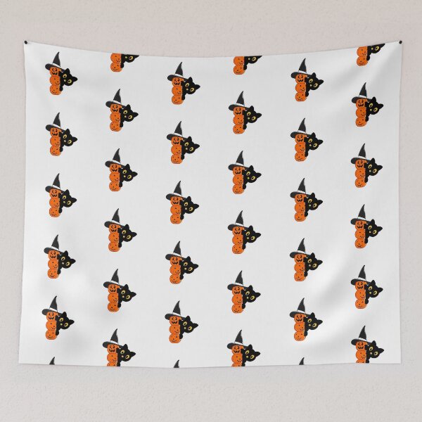 Item preview, Stacked Pumpkins and Witch Cat Halloween Sticker designed and sold by FestivityFinds.
