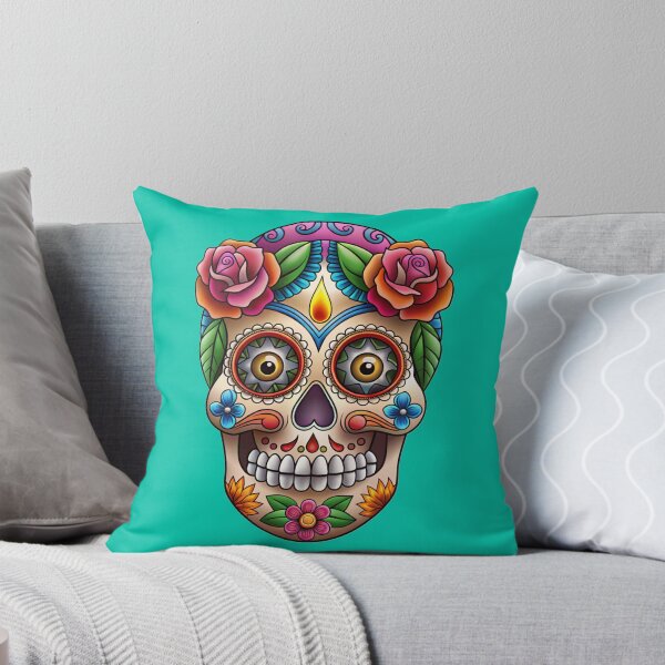Item preview, Sugar Skull with Roses and Candles – Día de los Muertos designed and sold by InnerFlow.