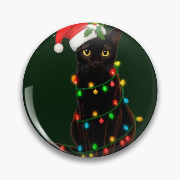 Artikelvorschau, Schwarze Katze Weihnachtsbeleuchtung Weihnachtsmütze Design entworfen und verkauft von CleanQuotes.