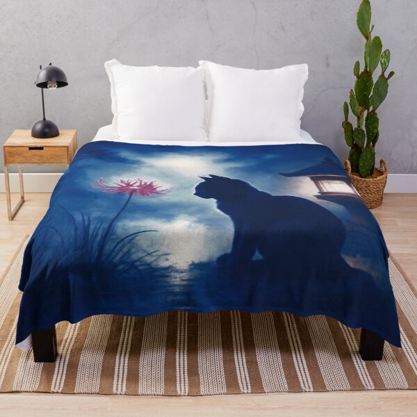 Item preview, Zen Cat and the Higanbana Moon – 静寂の月夜に咲く彼岸花と禅猫 designed and sold by TakaArtWorks.