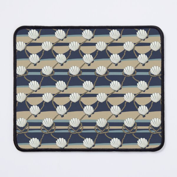 Item preview, Classic Nautical Seashell & Rope Knot Pattern | Coastal Navy Stripe Ocean Ar designed and sold by NSB-Design.
