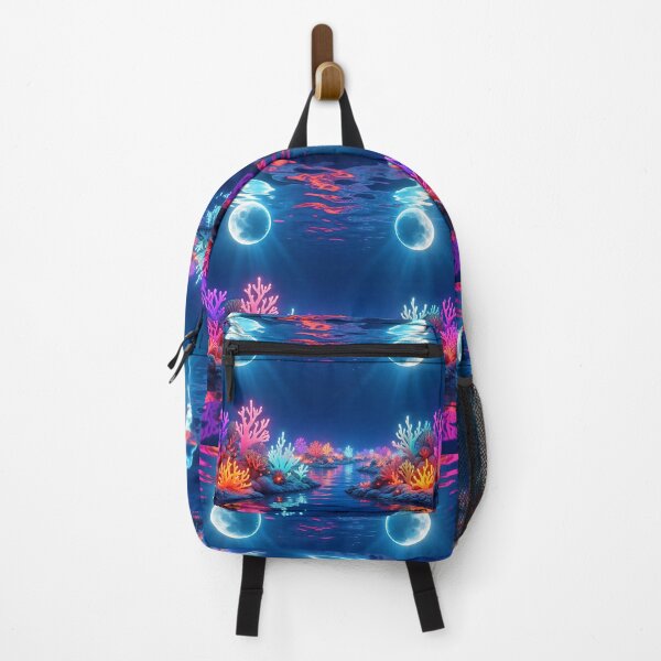 Item preview, Bioluminescent Beautiful Coral Reef Under Twin Moons – Fantasy Ocean Glow Art designed and sold by AwesomeDigiShop.