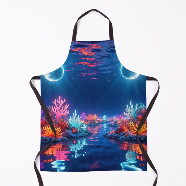 Item preview, Bioluminescent Beautiful Coral Reef Under Twin Moons – Fantasy Ocean Glow Art designed and sold by AwesomeDigiShop.