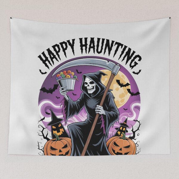 Item preview, Spooky Scythe and Pumpkins Art designed and sold by Nordic Echo.