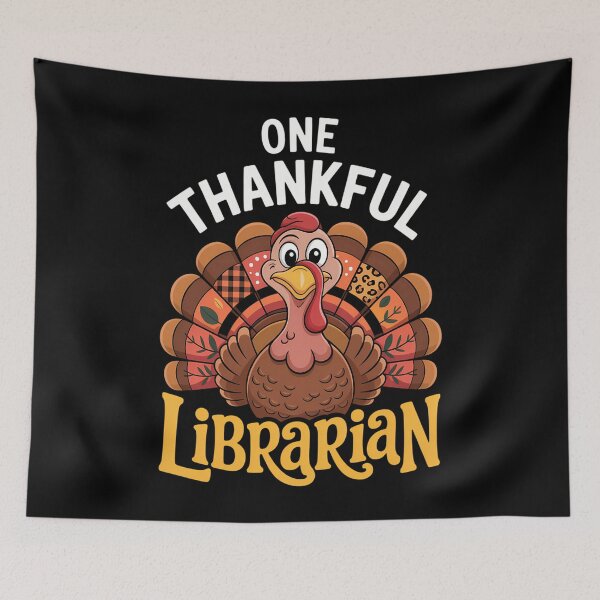 Item preview, One Thankful Librarian Turkey Thanksgiving Fall Vibes designed and sold by CookWorldLaughs.