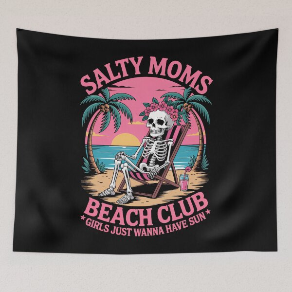 Item preview, Salty Moms Beach Club Skeleton Pink Beach Humor Graphic designed and sold by PunkNation-Arts.