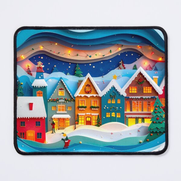 Item preview, Copy of Christmas Paper Cut Village Scene 3 – Cozy Winter Holiday Town Art designed and sold by IDEON-23.
