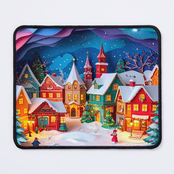Item preview, Copy of Christmas Paper Cut Village Scene 2 – Cozy Winter Holiday Town Art designed and sold by IDEON-23.