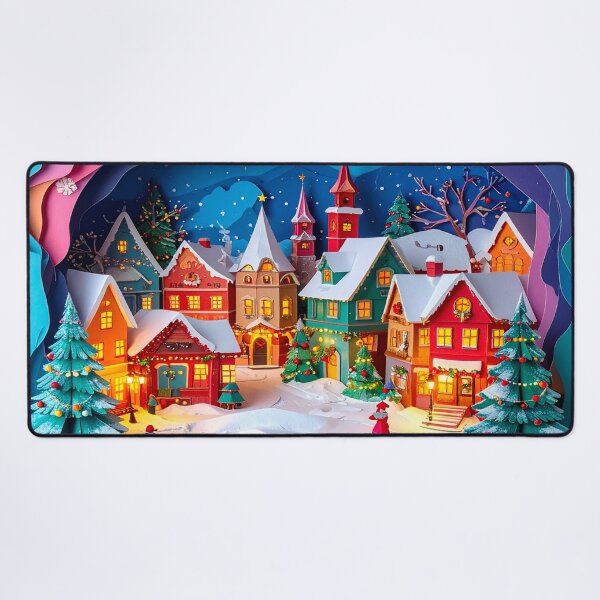 Item preview, Copy of Christmas Paper Cut Village Scene 2 – Cozy Winter Holiday Town Art designed and sold by IDEON-23.