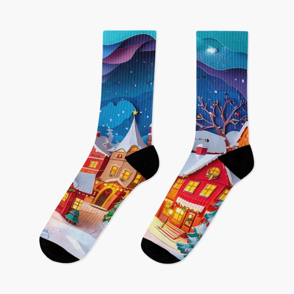 Item preview, Copy of Christmas Paper Cut Village Scene 2 – Cozy Winter Holiday Town Art designed and sold by IDEON-23.