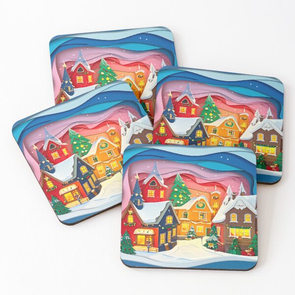 Item preview, Copy of Christmas Paper Cut Village Scene 4 – Cozy Winter Holiday Town Art designed and sold by IDEON-23.