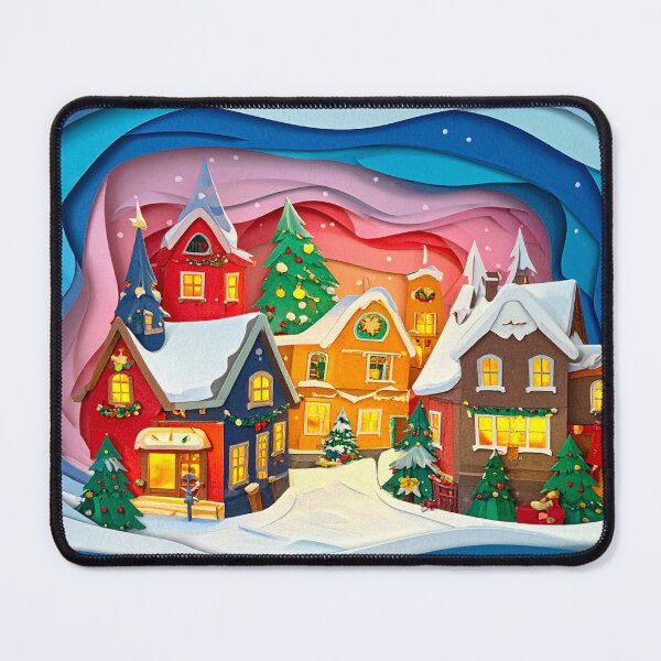 Item preview, Copy of Christmas Paper Cut Village Scene 4 – Cozy Winter Holiday Town Art designed and sold by IDEON-23.