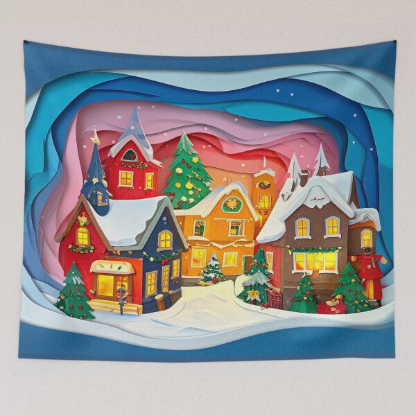 Item preview, Copy of Christmas Paper Cut Village Scene 4 – Cozy Winter Holiday Town Art designed and sold by IDEON-23.