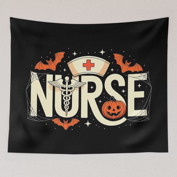 Item preview, Spooky Nurse Halloween Pumpkin Bats Design designed and sold by denisritter.